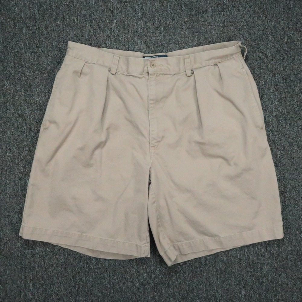 Polo Ralph Lauren Shorts Mens 36 Khaki Tyler Chino Two Pleat Classic Pleated VTG